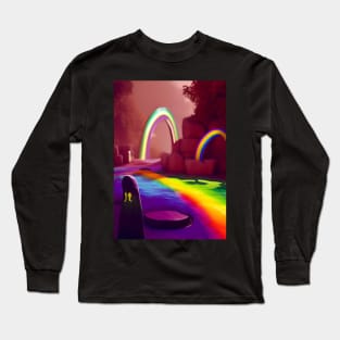 HALLOWEEN RAINBOWS OVER GHOSTLY CEMETARY Long Sleeve T-Shirt